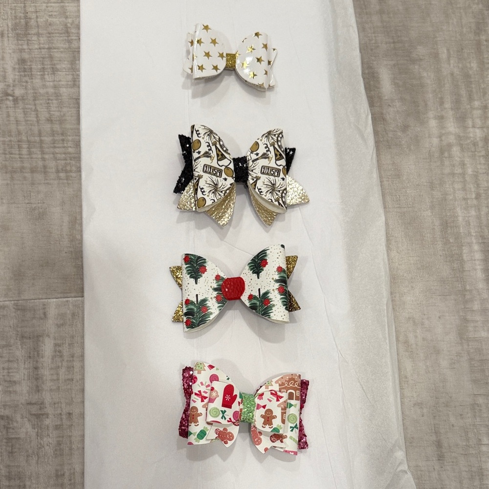 Festive Kids Hair Bow Set - Holiday Collection